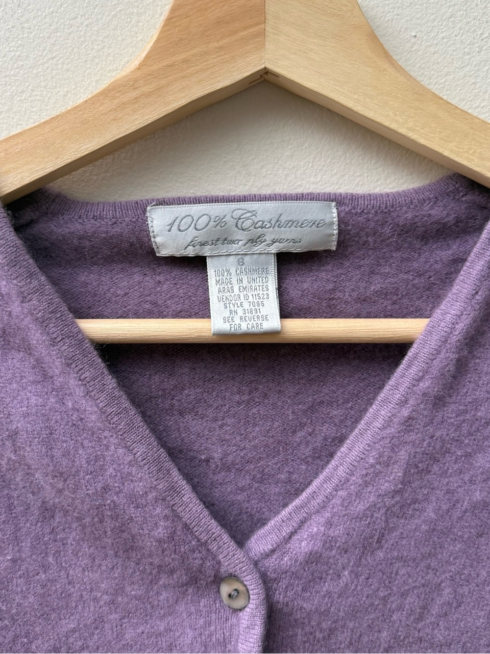 Purple V-Neck Cashmere Button Cardigan Sweater - Picture 2 of 7